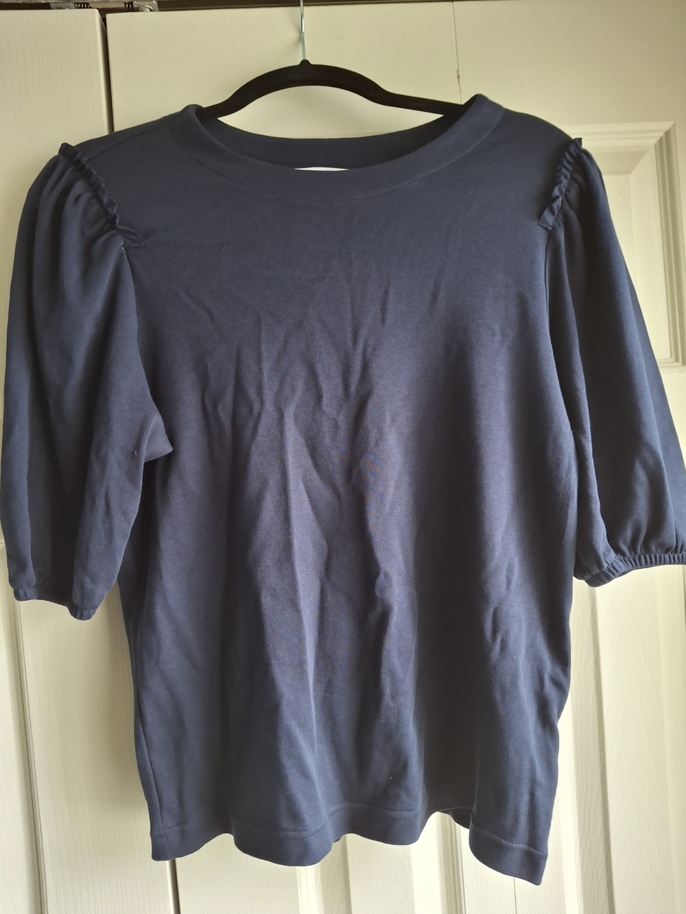 Time and Tru Navy Blue Puff Sleeve Top